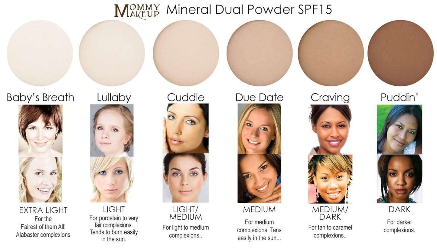 Mineral Dual Powder in COFFEE BREAK (Extra Dark) | 4-in-1 Pressed Mineral Foundation with SPF 15 for Flawless Glow & Soft Looking Skin | Oil Free, Talc Free, Gluten Free | 0.45 Oz | by Mommy Makeup