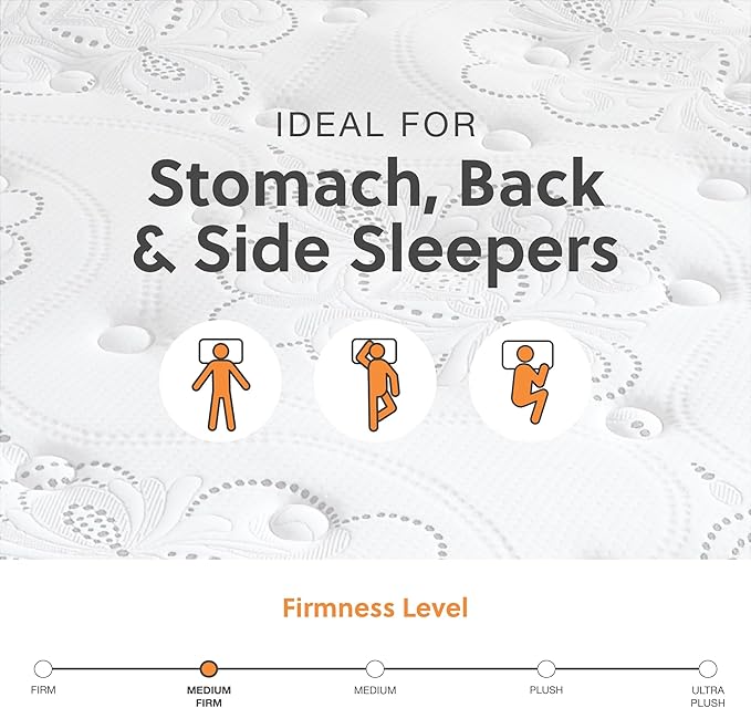 Signature Design by Ashley King Size Chime 10 Inch Medium Firm Hybrid Mattress with Cooling Gel Memory Foam for Pressure Relief, Fiberglass Free, Mattress In A Box