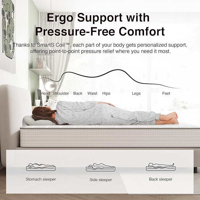 Novilla Full Size Mattress, 8 Inch Full Mattresses in a Box with Smarts™ Coil for Pressure Relief, Medium Firm Foam and Spring Hybrid Colchones with CertiPUR-US Certified for Kids