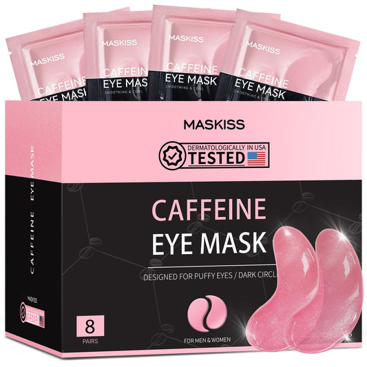 Under Eye Patches (8 Pairs), Caffeine Eye Masks for Dark Circles Puffy Eyes Undereye Bags, Collagen Eye Patches for Wrinkles and Puffiness, Skin Care Gift for Her