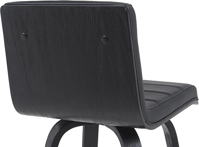 Armen Living Vienna Modern Swivel 26" Counter Height Barstool with Black Faux Leather and Black Wood Finish
