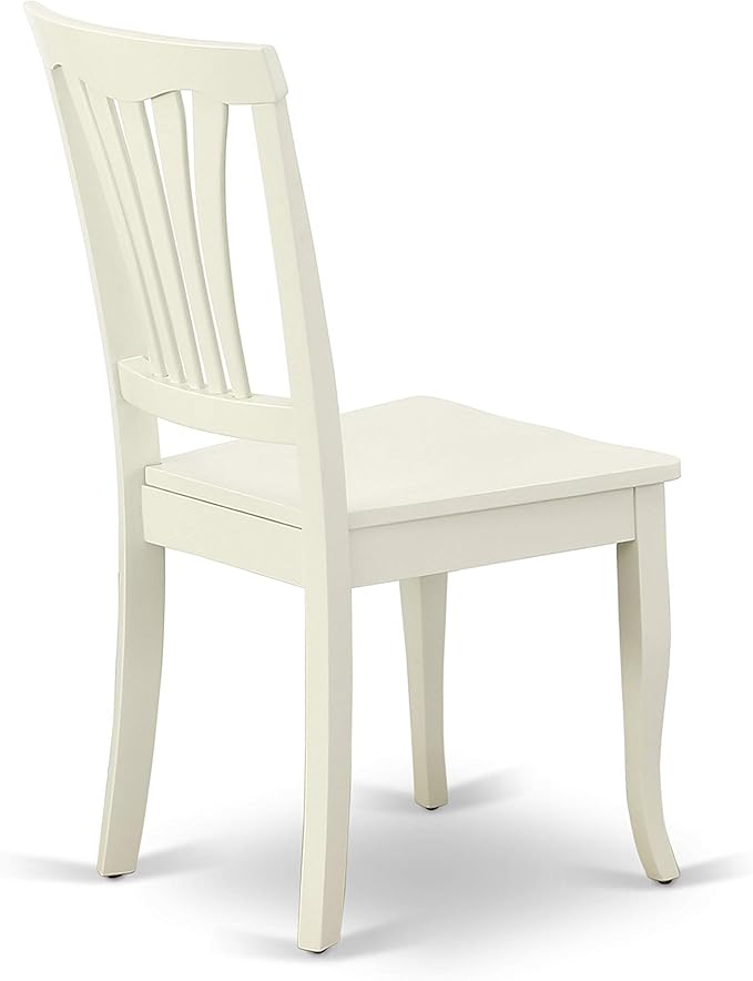 East West Furniture HLAV5-LWH-W 5 Piece Kitchen Table Set for 4 Includes a Round Dining Room Table with Pedestal and 4 Solid Wood Seat Chairs, 42x42 Inch, Linen White