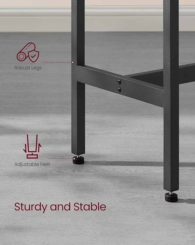 VASAGLE Bar Table, Narrow Long Kitchen Dining Table, Sturdy Metal Frame, Industrial, 15.7 x 47.2 x 35.4 Inches, Rustic Brown and Ink Black ULBT120B01