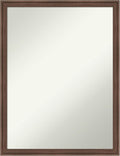 Amanti Art Brown Bathroom Mirror for Over Sink, 26x20 Florence Light Brown Rectangle Vanity Mirror, Medium Casual Frame, Hangs Horizonally and Vertically, Bathroom Wall Decor, Non-Beveled Edge