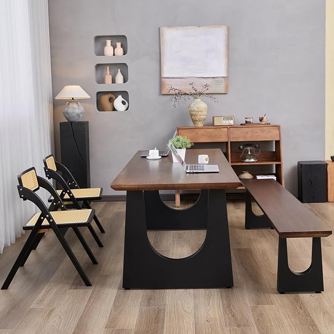 Wooden Executive Office Desk Computer Table Multi-Sized High Cost Performance Stylish Design Metal Legs Versatile Use for Office or Dining Casual Table (Walnut Color, 55.12in)