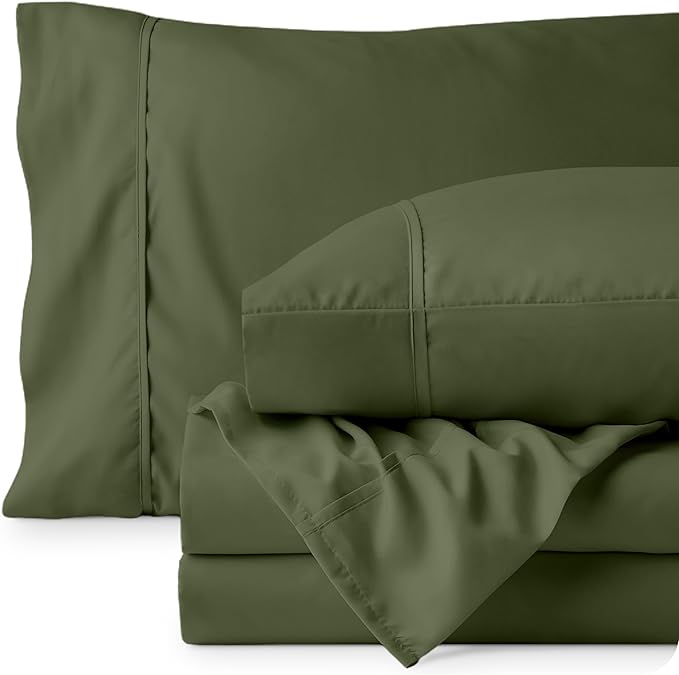 Bare Home King Sheet Set - Luxury 1800 Ultra-Soft Microfiber King Bed Sheets - Double Brushed - Deep Pockets - Easy Fit - 4 Piece Set - Bedding Sheets & Pillowcases (King, Cypress)