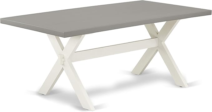 East West Furniture X097SI215-6 6 Piece Dining Set Contains a Rectangle Dining Room Table with X-Legs and 4 Baby Blue Linen Fabric Parson Chairs with a Bench, 40x72 Inch, Multi-Color