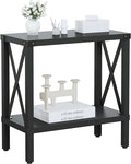 Narrow End Table, Large Sofa Side Table, Farmhouse Nightstand with Storage Shelve, Slim Bedside Table for Living, Room Bedroom, Lounge Black MLBZ17B