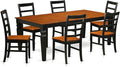 East West Furniture LGPF7-BCH-W 7 Piece Dining Room Furniture Set Consist of a Rectangle Wooden Table with Butterfly Leaf and 6 Kitchen Dining Chairs, 42x84 Inch, Black & Cherry
