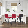 Vienna Modern Counter Height Swivel Bar Stool with Red Upholstered Seat and Brushed Wood Frame Set of 2