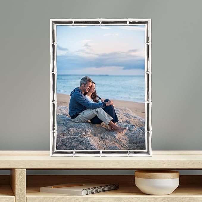 Lawrence Frames 710157 Silver Metal Bamboo 5x7 Picture Frame