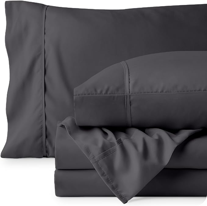 Bare Home Twin XL Sheet Set - College Dorm Size - Luxury 1800 Ultra-Soft Microfiber Twin Extra Long Bed Sheets - Deep Pockets - Easy Fit - Extra Soft - 3 Piece Set (Twin XL, Forged Iron Grey)