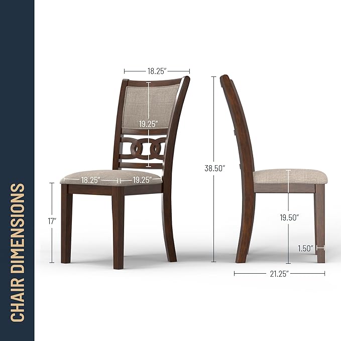 New Classic Furniture Gia 5-Piece Round Dining Set with 1 Dining Table and 4 Chairs, 47-Inch, Cherry