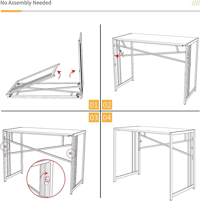 Folding Computer Desk 32 inch Writing Gaming Computer Camping Table, No Assembly Required Home Office Desk, Espresso