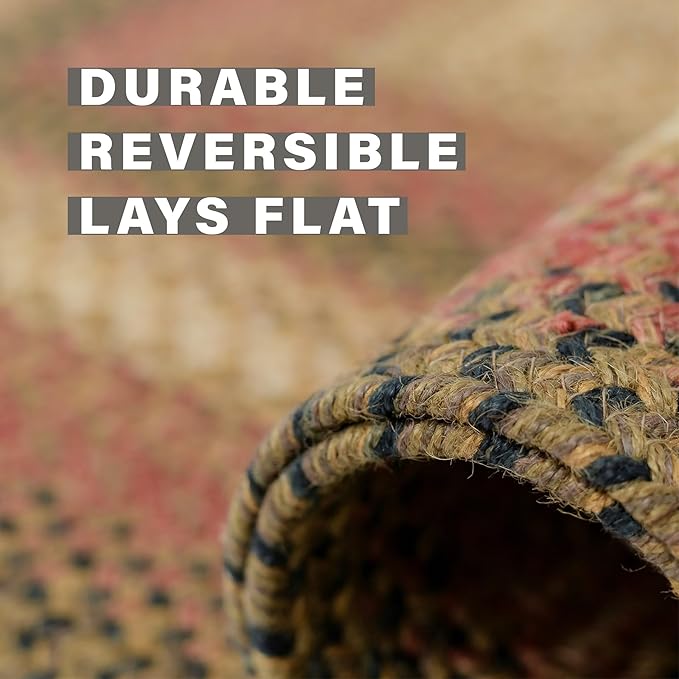 Russet Multi Color Jute Braided Oval Rug, 4x6' - Warm Country Decor, Perfect for Bedrooms, Kitchens and Large Entryways - Pet Friendly, Reversible and Easy to Clean