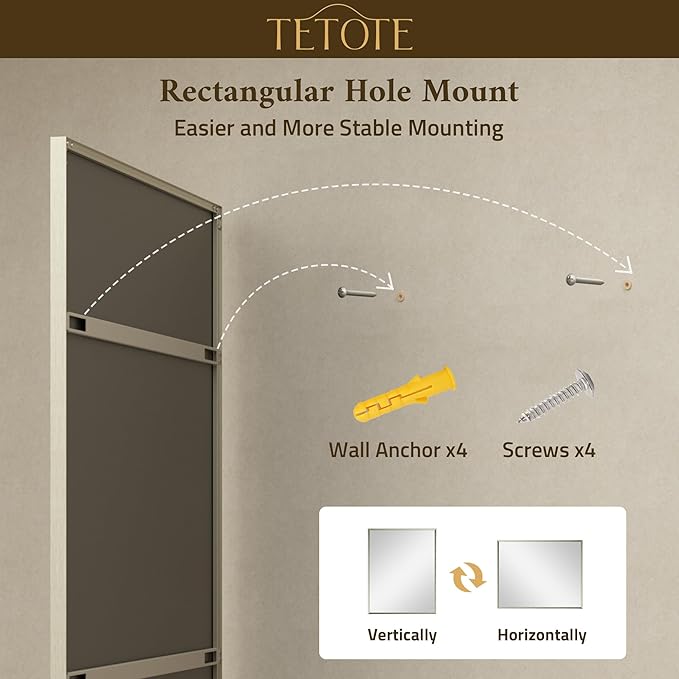 TETOTE Brushed Nickel Vanity Mirror for Bathroom 72" x 36" Beveled Frame Rectangle Bathroom Mirror for Over Sink Brushed Nickel, Tempered Glass, Stronger Frame, Modern Farmhouse Bedroom, Entryway