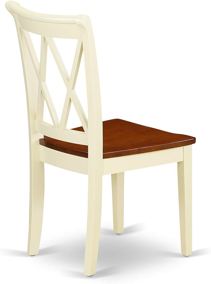 East West Furniture MZCL5-WHI-W 5 Piece Dinette Set for 4 Includes a Rectangle Dining Room Table with Dropleaf and 4 Kitchen Dining Chairs, 36x54 Inch, Buttermilk & Cherry