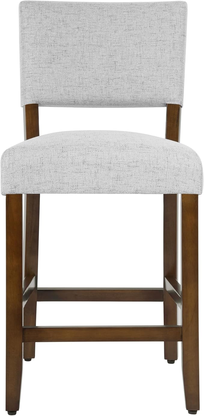HomePop 24" Open Back Counter Stool Home Décor|Fabric Chairs for Dining Room, Kitchen and Living Room - Gray Woven(Single Pack)