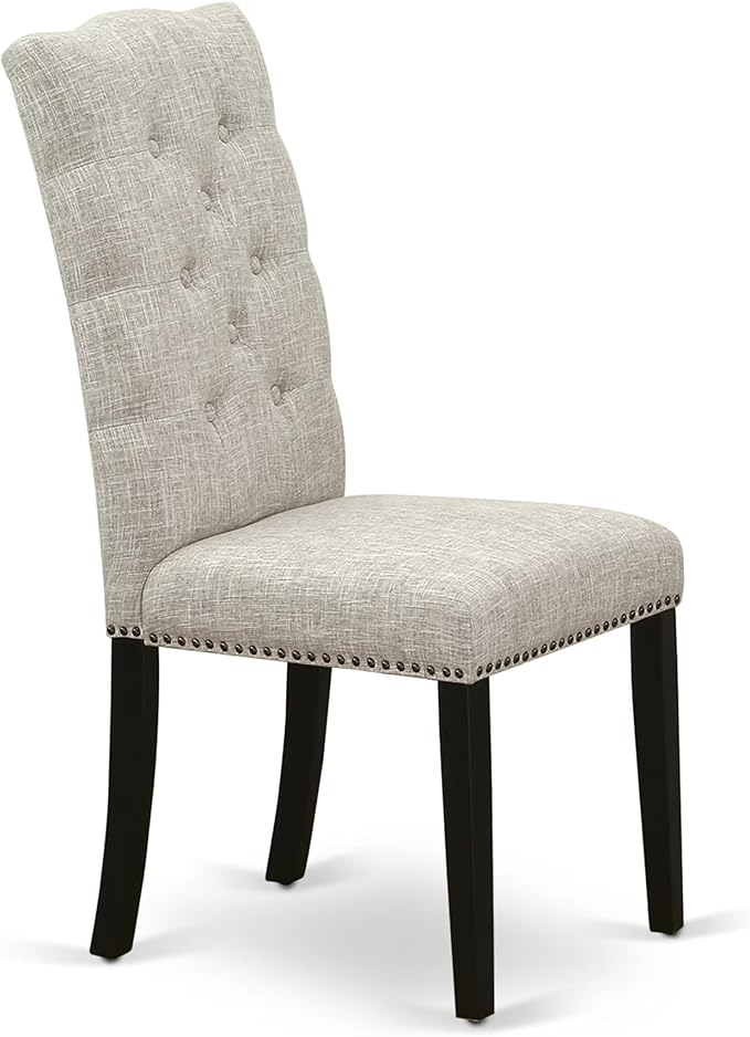 East West Furniture V677EL635-7 7 Piece Kitchen Table & Chairs Set Consist of a Rectangle Dining Room Table with V-Legs and 6 Doeskin Linen Fabric Parsons Chairs, 40x72 Inch, Multi-Color
