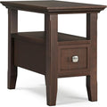 SIMPLIHOME Acadian 19-inch Wide Solid Wood End Table with Drawer and Open Shelf in Brunette Brown for Living Room, Bedroom, or Entryway