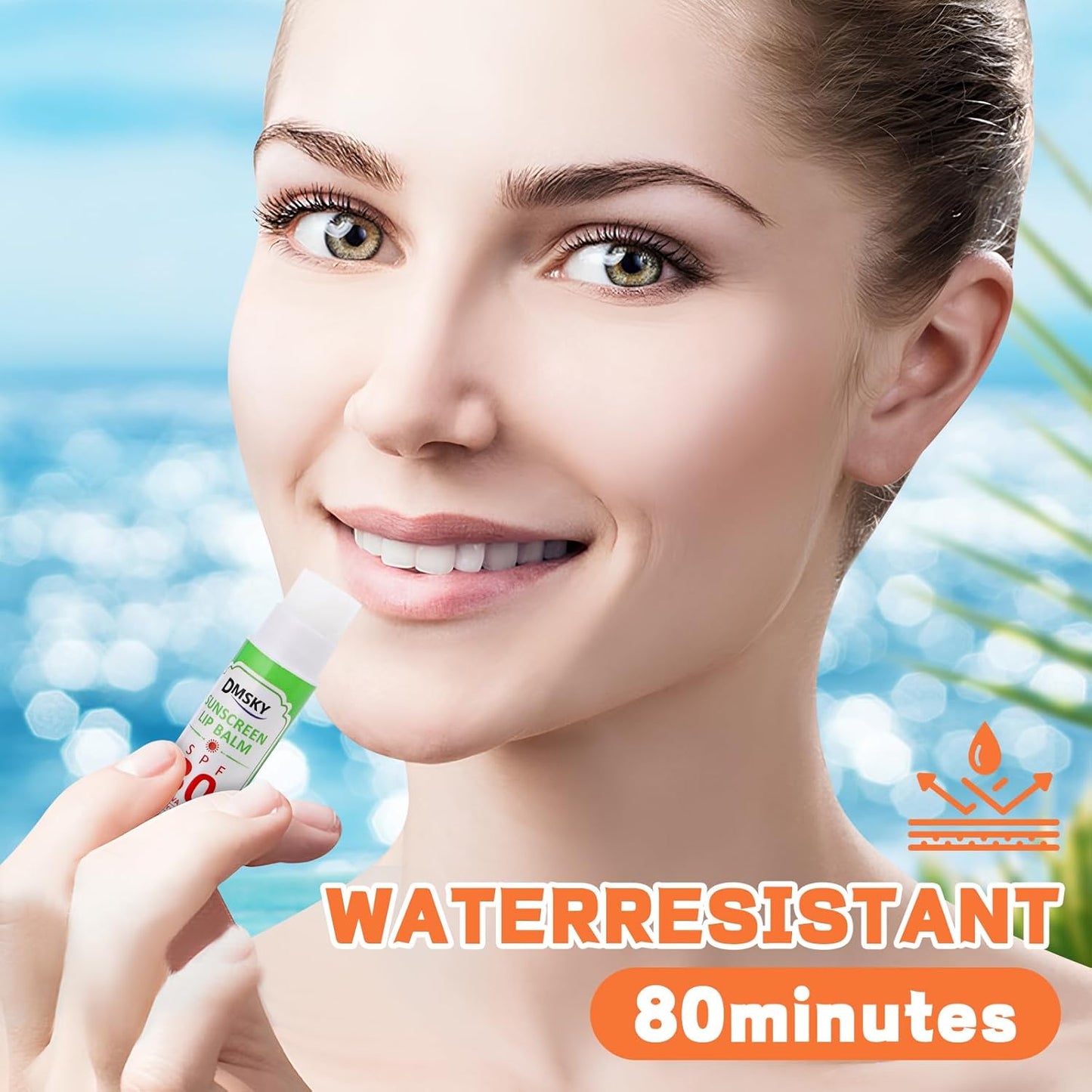 Dmsky 32 Pack Lip Balm Bulk，SPF 30 Lip Balm with Sunscreen,Hydrating Lip Balm Pack with Vitamin E and Coconut Oil- 8 Flavors, B-32 Count