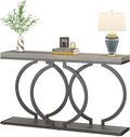 LITTLE TREE 55 inch Faux Marble Gold Console Table Modern Entryway Table Narrow Long Sofa Table Accent Table for Living Room, Grey + Black