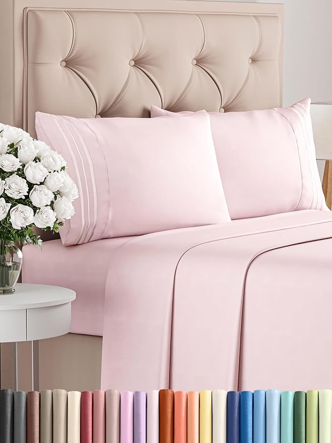 Full Size 4 Piece Sheet Set - Comfy Breathable & Cooling Bed Sheets Set - Hotel Luxury Bedding for Women, Men, Kids, Teens, Boys & Girls - Deep Pockets, Soft, Wrinkle Free - Oeko-Tex - Lavender Pink