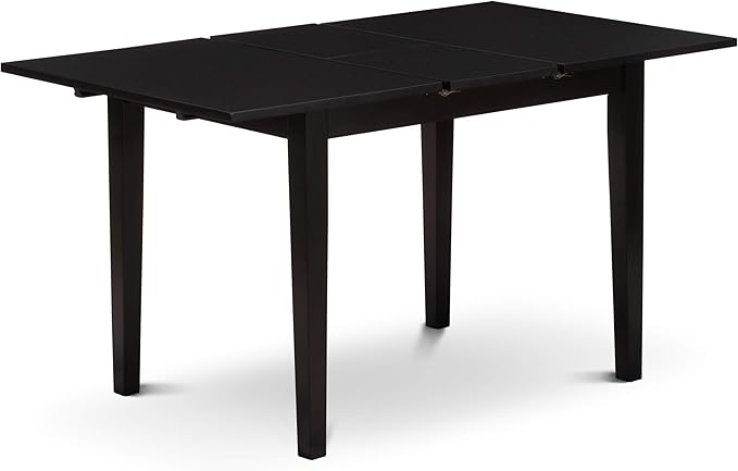East West Furniture NOEN5-BLK-69 5 Piece Kitchen Table & Chairs Set Includes a Rectangle Butterfly Leaf Dining Table and 4 Black Faux Leather Parsons Chairs, 32x54 Inch, Black