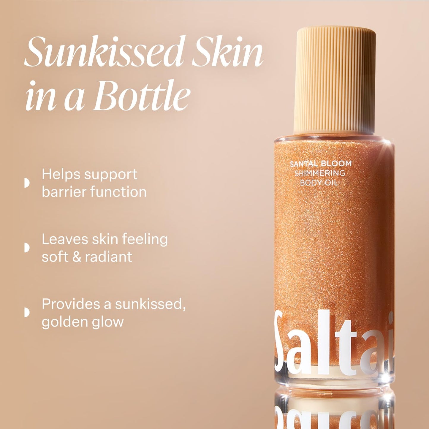 Saltair Shimmering Body Oil - Santal Bloom Scented Dry Oil Moisturizer with Light-Reflecting Pearl Pigments. Moisturizing Glow for All Skin Types - 4 Fl Oz