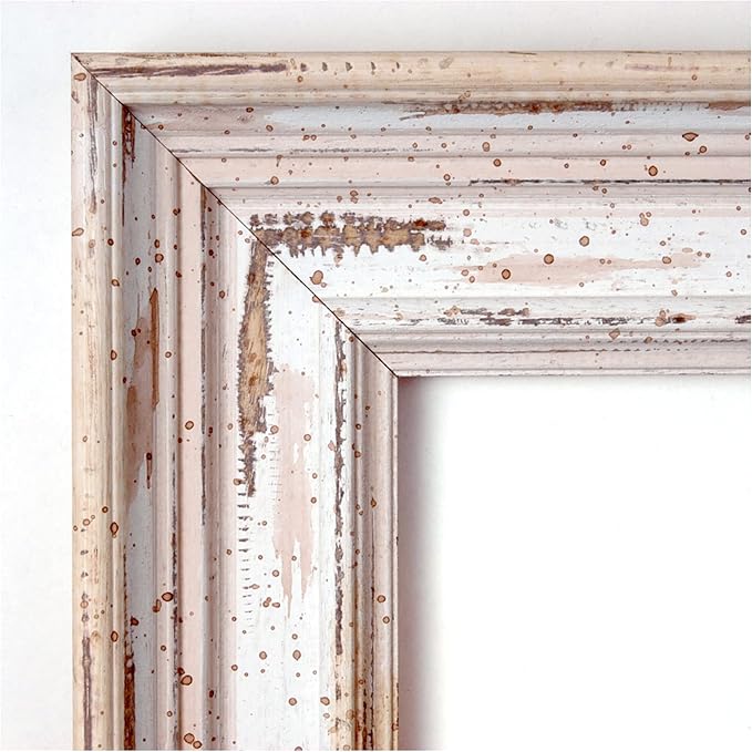 Amanti Art White Bathroom Mirror for Over Sink, 29x23 Alexandria White Wash Rectangle Vanity Mirror, Medium Coastal Wood Frame, Hangs Horizonally and Vertically, Bathroom Wall Decor, Beveled Edge