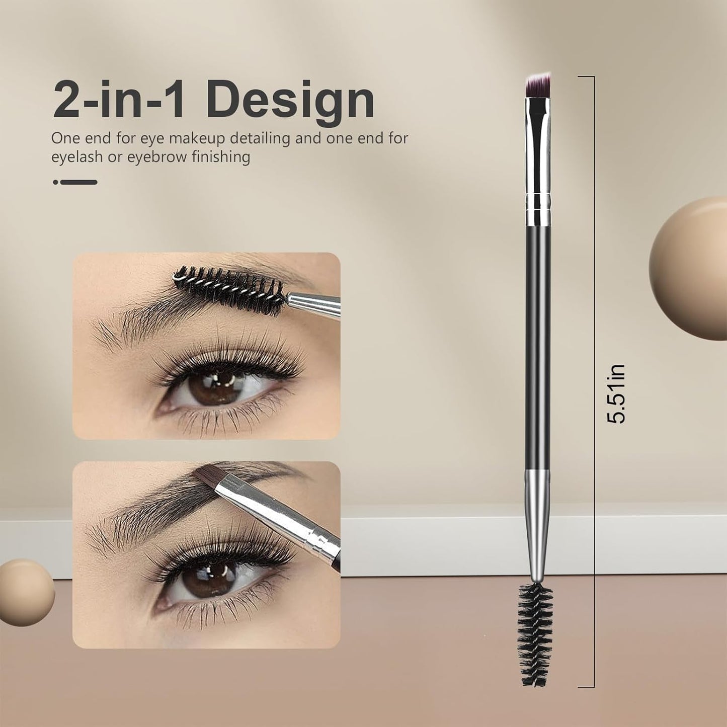 Eyelash Comb Lash Separator Tool Brow Brush & Lash Spoolie Professional Eye Makeup Tools (4 Pieces Set)