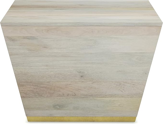SIMPLIHOME Abba Square Coffee Table - 28 inch Wide Solid Mango Wood Modern Cocktail Table in White Wash, Contemporary Table for Living Room with Low Profile Block Design, Assembled