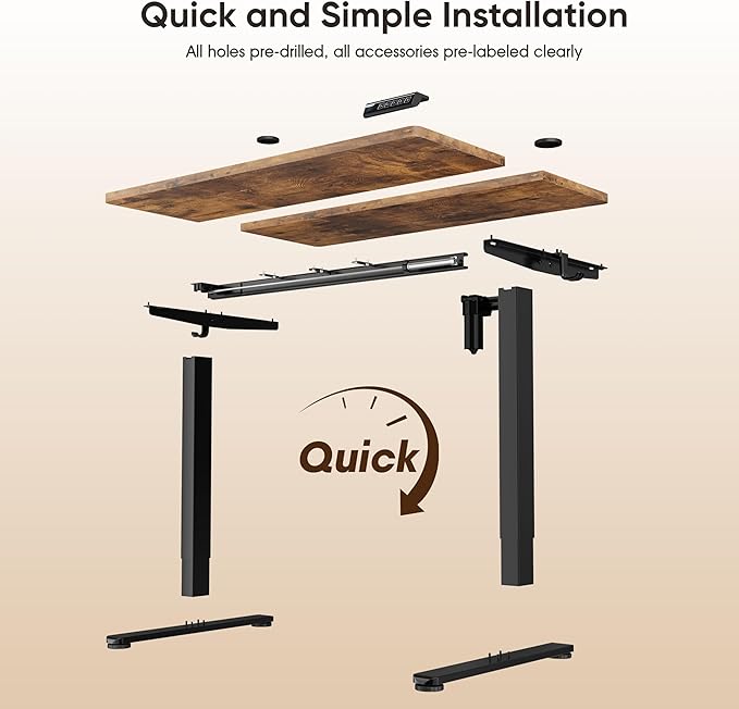 Monomi Standing Desk, 39.4'' Small Sit Stand up Rising Desks Height Adjustable Electric Standing Desk with 3 Memory Setting, Ergonomic Home Office Computer Desk Workstation, Rustic Brown