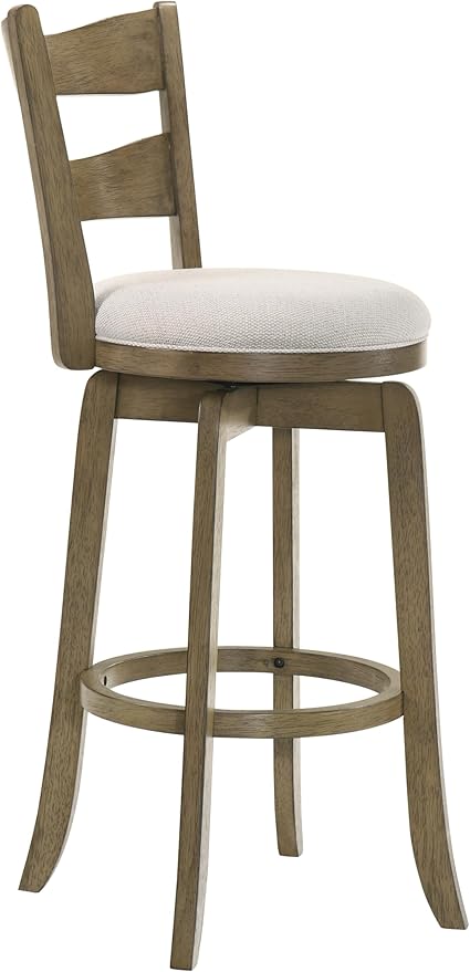 Armen Living Blair 26 in. Putty Brown Counter Height Rubberwood Swivel Barstool with Cream Fabric Seat - Set of 3