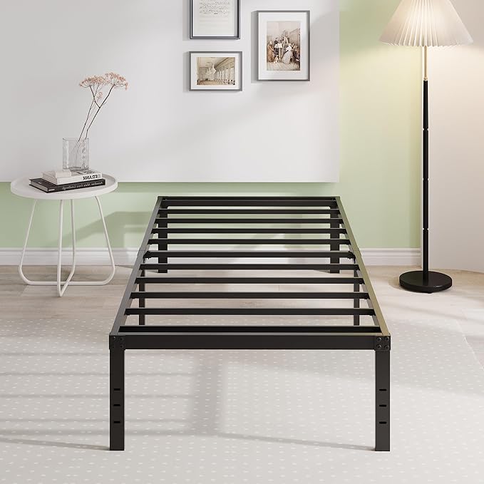 EMODA 16 Inch Platform Twin XL Bed Frames No Box Spring Needed, Heavy Duty MetalBed Frame, Noise Free, Easy Assembly, Black
