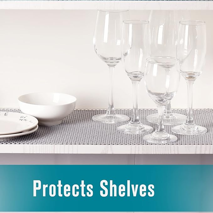 Drawer Shelf and Cabinet Liner, Thick Strong Grip, Non-Adhesive Liners Protect Kitchen Cabinets and Cupboard, Bathroom Drawers, Easy Install, Breathable Mat, 20 Inches x 20 Feet, Black
