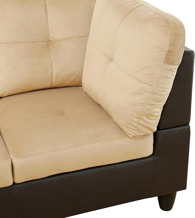 NicBex Sectional Couch 3 Pieces Sofa Set with Right Chaise Lint PVC L Shaped Cloud Couch for Living Room Furniture Sets with Storage Ottoman, Modular Sofa for Living Room & Apartment, Beige+Black