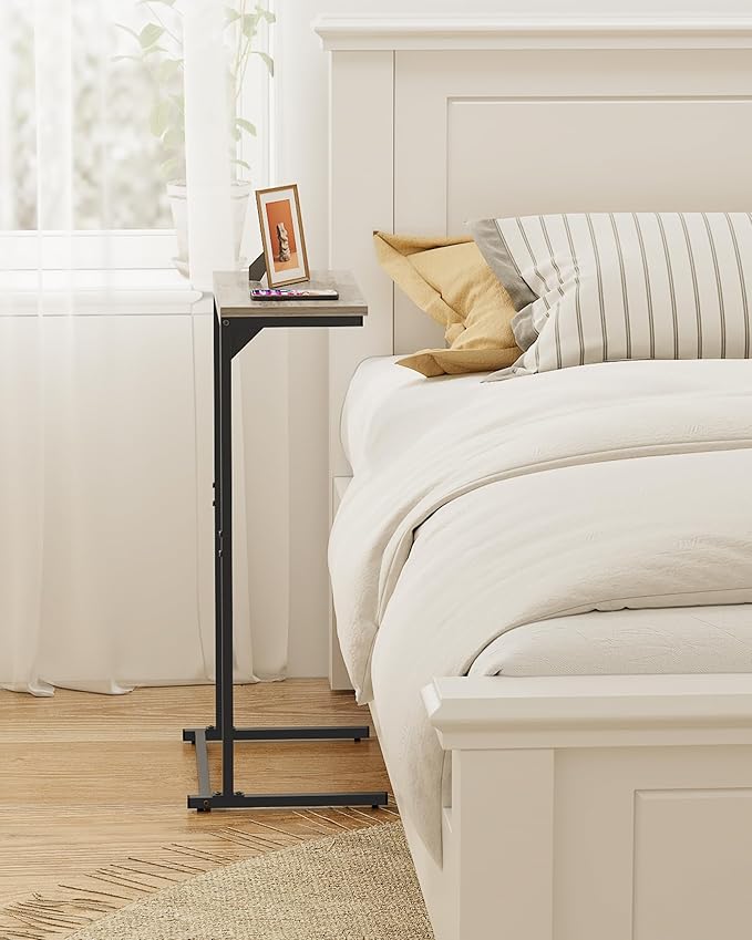 TUTOTAK C Shaped End Table, Small Side Table, Set of 2, 28.7 inch Tall Couch Table, Sofa Table, Living Room, Bed Room, Greige TB01BG0712