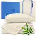 Kickoff Viscose Bamboo Sheets Full Size 4-pc 100% Organic Bamboo Viscose Bed Cooling Sheets Full Size Set Cool Bedding for hot Sleepers Sheet, Flat, Fitted, Pillowcases (Buttercream, F)