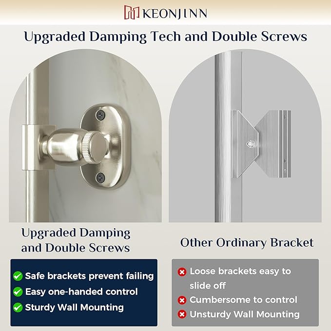 Keonjinn Brushed Nickel Pivot Mirror Bathroom, 20"x24" Tilt Mirror Bathrooms for Over Sink, Silver Rounded Corner Beveled Bathroom Mirror, Modern Metal Framed Vanity Mirrors (Horizontal/Vertical)