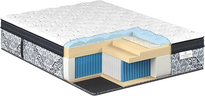 Kingsdown Passions Kelbrooke 16" Ultra Plush Euro Pillow Top Hybrid Mattress Twin XL, Gel Memory Foam Layer Motion Isolation Quilted Top Premium Mattress