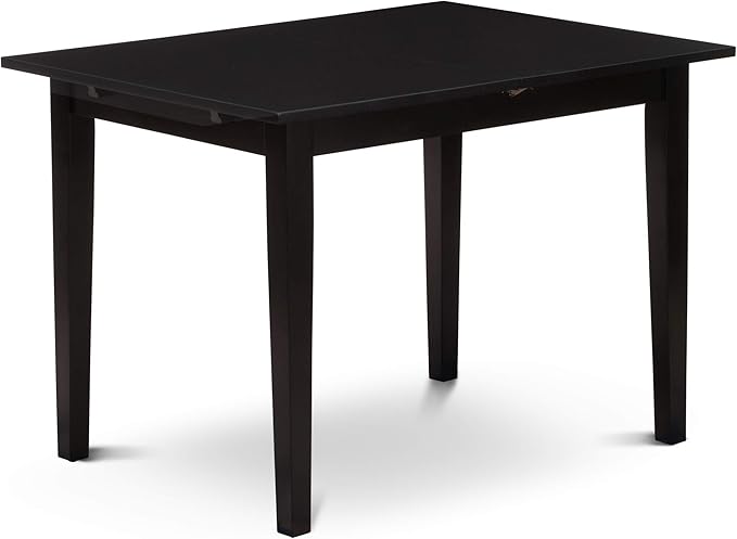 East West Furniture NOPF5-BLK-C 5 Piece Dining Room Furniture Set Includes a Rectangle Kitchen Table with Butterfly Leaf and 4 Linen Fabric Upholstered Chairs, 32x54 Inch, Black