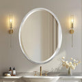 OVALCREST - Oval Wooden Beveled Wall Mirror for Home Decor, Bathroom, Vanity, Bedroom, Living Room, Hallway - London Style (Silver Leaf with Brown Antique) 25.1 x 37.1