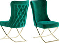 Ottomanson Royal Dining Chairs Set of 4 – Upholstered Tufted Microfiber, Assembled, Gold Metal Legs, Beech Wood Frame, 350 lb Capacity, Green
