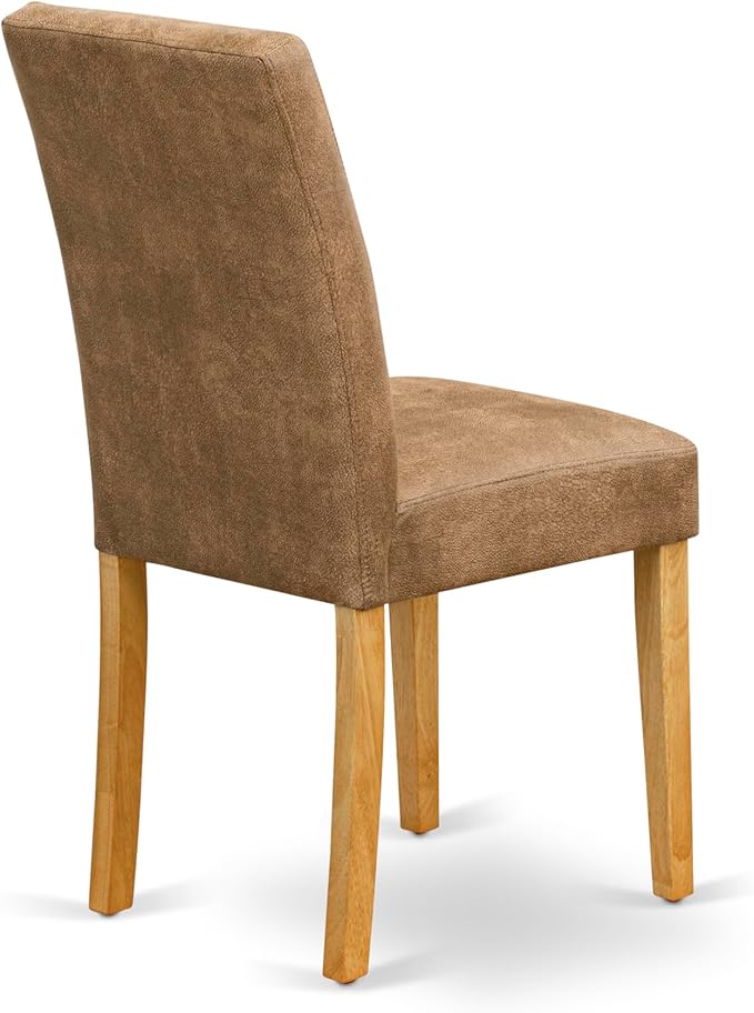 East West Furniture ANAS3-OAK-28 3 Piece Modern Dining Set consists A Dining Room Table and 2 Brown Textured Polyester Fabric Upholstered Dining Chairs, Oak