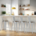 24” Swivel Bar Stools Set of 4, Counter Height Bar Stools Wooden Seat, Metal Industrial Bar Chairs with High Back for Kitchen Island (Silver)
