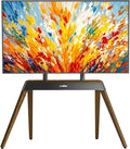 unho Art TV Floor Stand for 40 55 65 75 85 86 Inch TVs, Heavy Duty TV Stand Mount with Large Wood Entertainment Shelf, Modern tv Stands for Living Room Bedroom Up to 198 lbs
