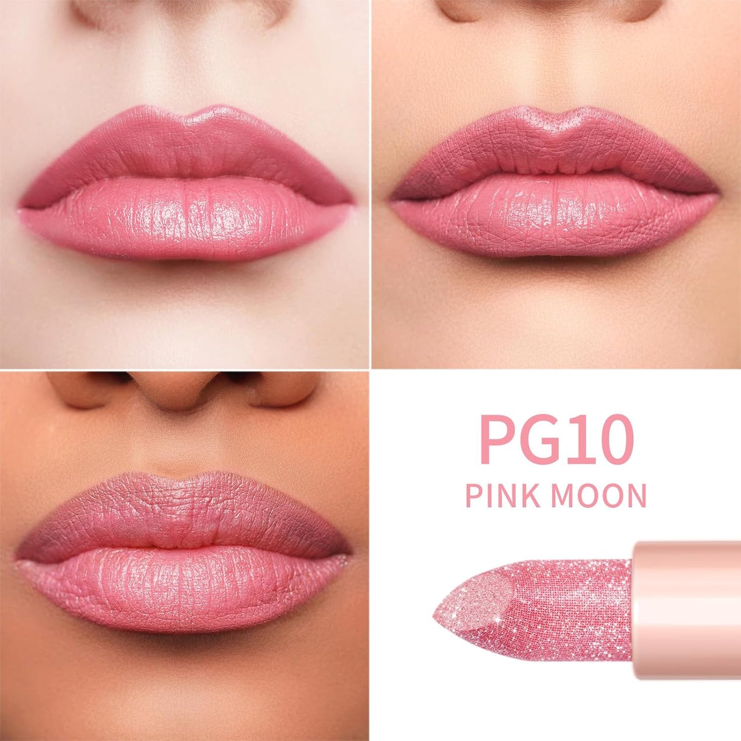 Oulac Infinity Moisture Shine Lipstick - High Shine Shimmery Finish, Super Creamy Texture, Medium to High Coverage - Gluten Free, PG10 Pink Moon