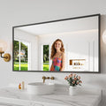 Koonmi Bathroom Mirror 24x48 Black Bathroom Wall-Mounted Mirrors, Modern Vanity Mirror for Bedroom, Living Room, Aluminum Alloy Frame Allow to Hang Horizontally or Vertically