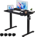 Okin Small Electric Standing Desk, 36" x 24" Whole Piece Height Adjustable Desk, Black Sit to Stand Desks Computer Workstation with Wheels for Home Office